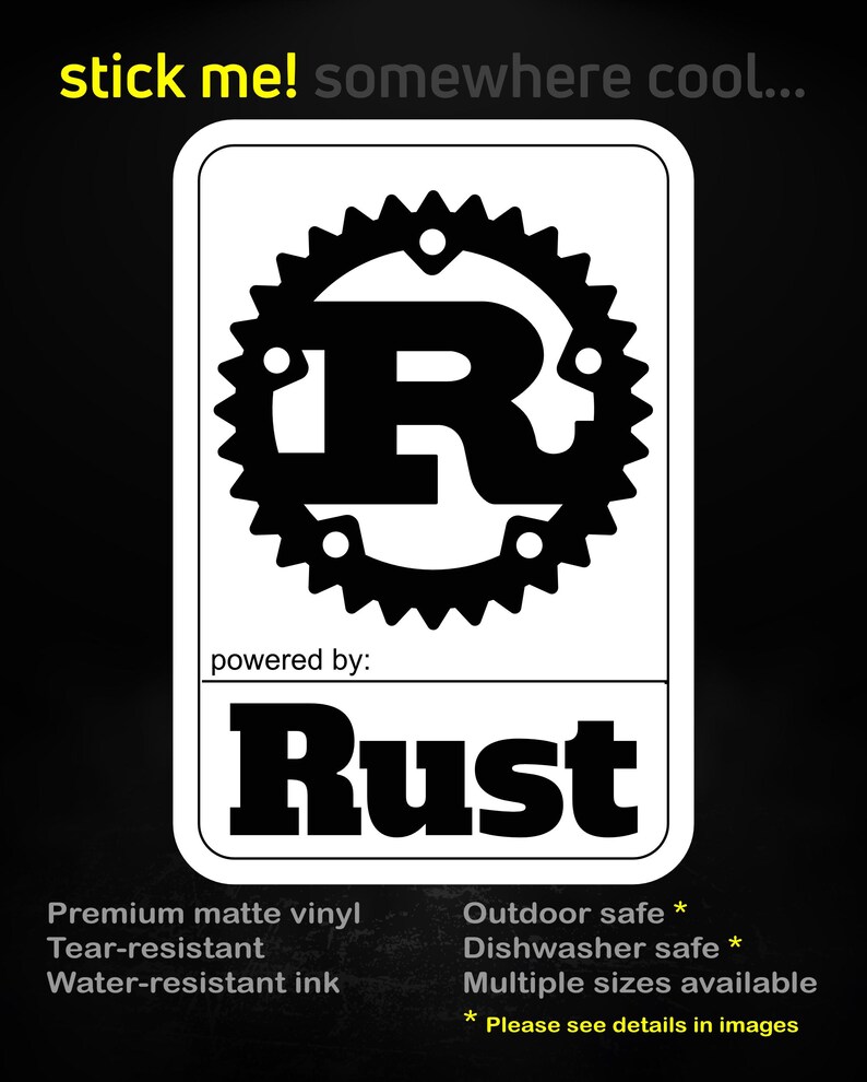 Powered by Rust Programming Language Sticker, Laptop Decal image 1