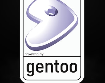 Impulsado por Gentoo Linux: pegatina de vinilo mate para desarrolladores, administradores de sistemas y aficionados a las distribuciones basadas en código fuente.