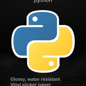 Pegatina con el logotipo de Python / Adhesivo brillante para portátil para desarrolladores y científicos de datos, 5 tamaños