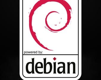 Impulsado por Debian: pegatina de vinilo mate para desarrolladores, administradores de sistemas y entusiastas del código abierto.