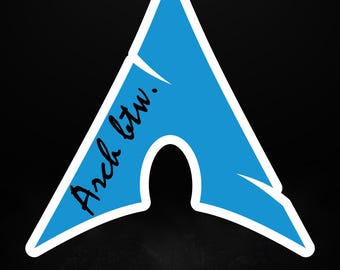 Arch btw. Minimalistische Linux-sticker | Matte vinyl laptopsticker, 5 maten