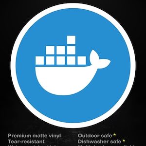 May include: A blue circular sticker with a white whale design and the text "stick me! somewhere cool...". The sticker is made of premium matte vinyl, is tear-resistant, and water-resistant. It is also outdoor and dishwasher safe.