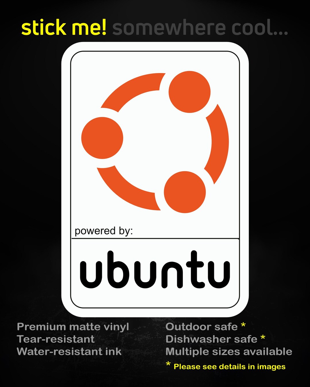 Powered by Ubuntu – Matte Vinyl Sticker for Developers, Sysadmins ...