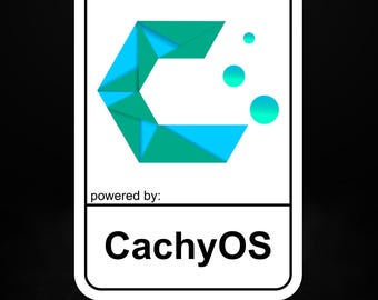 Adesivo Powered by CachyOS: adesivo in vinile Linux incentrato sulle prestazioni per utenti esperti