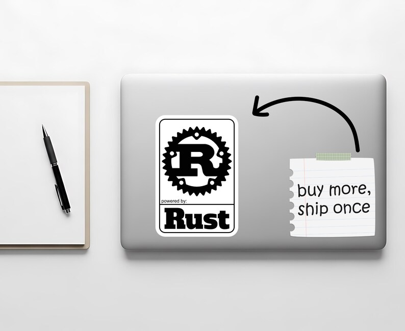 Powered by Rust Programming Language Sticker, Laptop Decal image 7
