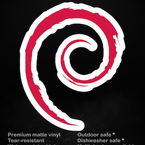 Debian spiraalsticker | Minimaal Linux-logo | Open source geek-sticker, 5 maten