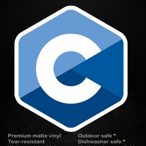 C Programming Language Logo – Matte Vinyl Sticker for Developers and Engineers
