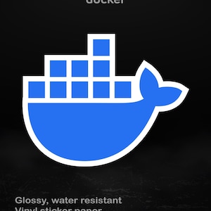 Adhesivo con el logotipo de Docker, pegatina brillante para portátil para desarrolladores e ingenieros DevOps, 5 tamaños