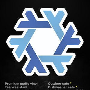 Könnte beinhalten: Ein Aufkleber mit einem geometrischen Design in Blautönen und einem weißen Rand. Der Text "stick me! somewhere cool..." steht oben. Hergestellt aus hochwertigem, mattem Vinyl, reißfest, wasserfester Tinte, für den Außenbereich und die Spülmaschine geeignet und in verschiedenen Größen erhältlich.