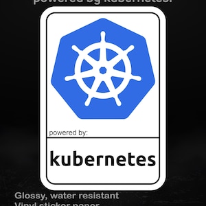 Powered by Kubernetes – Glänzende Vinyl-Sticker für DevOps, Sysbenutzer und Cloud Engineers