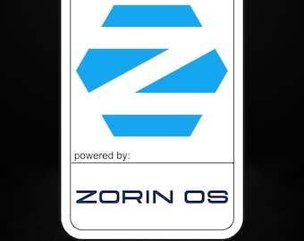 Powered by Zorin OS – Adesivo in vinile moderno per desktop Linux per laptop e PC
