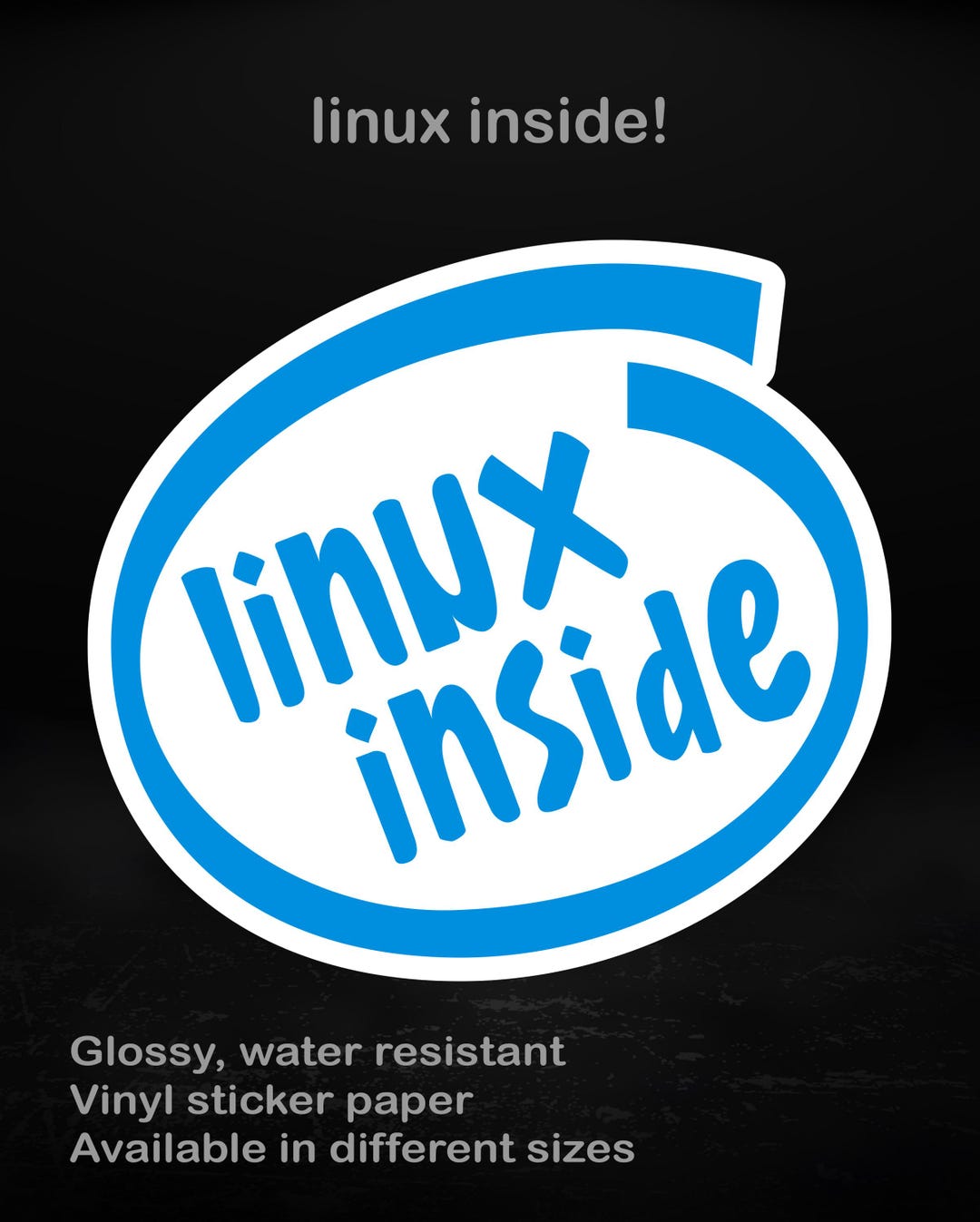 Linux Inside Sticker | Classic Blue Geek Logo | Sysadmin Gift ...