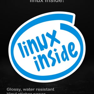 "Linux Inside Aufkleber | Klassisches Blaues Geek-Logo | Sysmin Geschenk | Programmierer Humor, 5 Größen