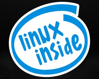 Linux Inside ステッカー | クラシックブルーの Geek ロゴ | システム管理者向けギフト | 開発者向けユーモア、5 サイズ
