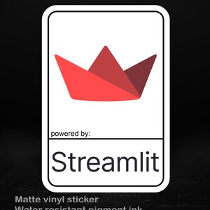 Mogelijk gemaakt door Streamlit Sticker – Vinylsticker Python Data Apps & Developer Productivity