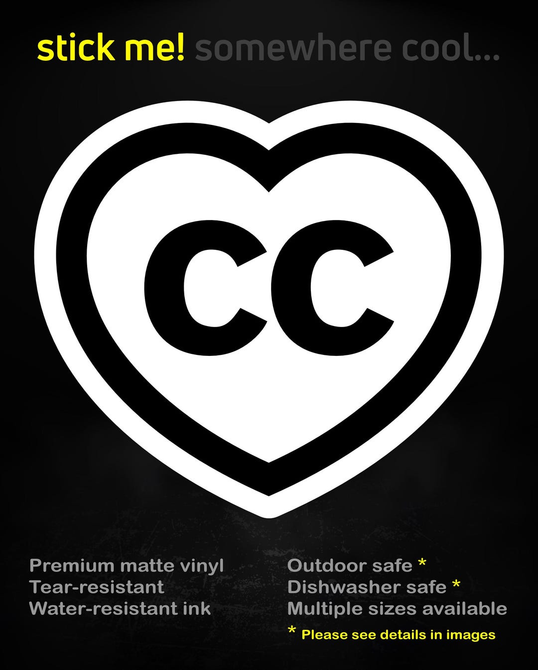 Creative Commons Sticker - Heart Shape, Available in Different Sizes - Etsy