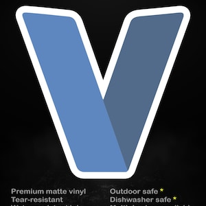 Pegatina del lenguaje de programación V, compilación rápida, vinilo mate.