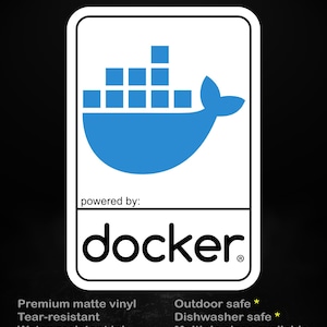 Powered by Docker – Matte Vinyl Sticker for Developers, DevOps Engineers & Sysadmins