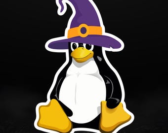 Wizard Tux - Sticker vinyle brillant pour les fans de Linux, les administrateurs système et les assistants AD&D