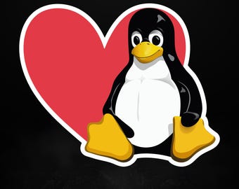 Linux Love Sticker – Tux Penguin, Open Source Vinyl Decal