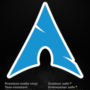 Arch Aufkleber | Minimales Linol Logo | Geek Laptop Aufkleber, 5 Größen