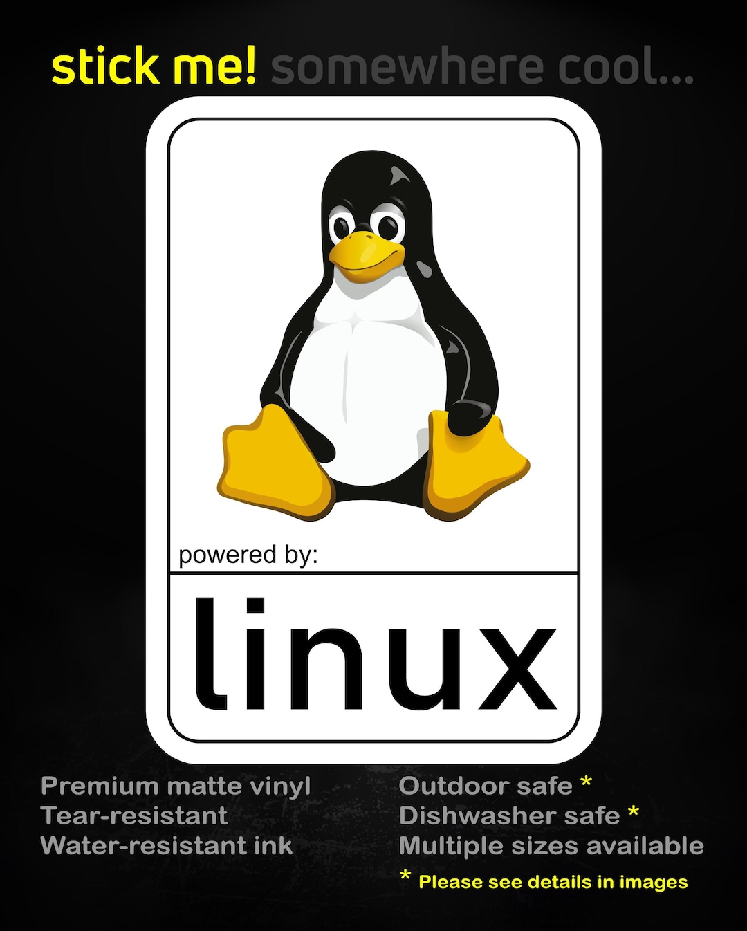 Powered by Linux Sticker | Sysadmin Laptop Sticker | Open Source ...