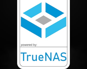 Powered by TrueNAS Sticker | Storage Platform Decal | Home Lab NAS Server Design | OpenZFS Enthusiast