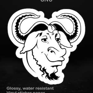Adesivo com o logotipo do Projeto GNU, decalque brilhante para laptop, ideal para desenvolvedores e fãs de software livre, 5 tamanhos.