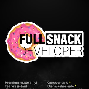 Adesivo per sviluppatori Full Snack - Design divertente e umoristico di ciambelle per programmatori
