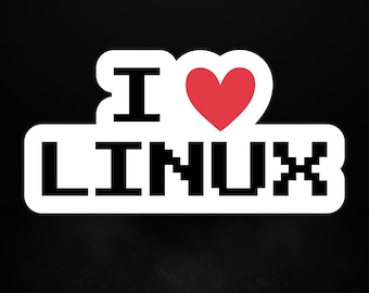 Adesivo "I Love Linux" - Decalcomania in vinile opaco per laptop e programmatori (resistente agli agenti atmosferici)