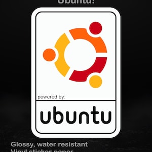 Powered by Ubuntu Sticker | Glossy Laptop & PC Case Decal,  5 Sizes