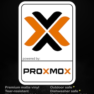Powered by Proxmox Sticker - Matte Vinyl Decal for Sysadmins