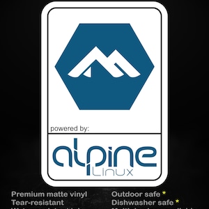 Powered by Alpine Linux Matte Vinyl Sticker – Minimalist, Secure Linux