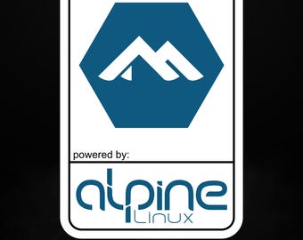 Adesivo in vinile opaco "Powered by Alpine Linux" – Linux minimalista e sicuro