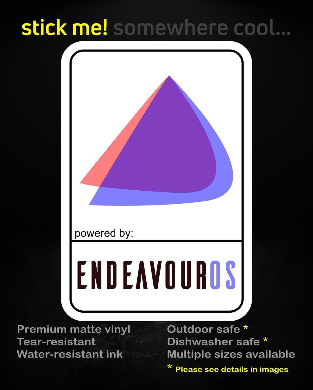 Powered by Endeavouros – Arch Based Linux Vinyl Sticker for Developers ...