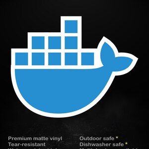Pegatina con el logotipo de Docker, adhesivo mate para portátil para desarrolladores e ingenieros de DevOps, 5 tamaños.