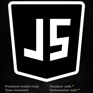 JavaScript Shield – Matte Vinyl Sticker for Developers, Programmers & Web Designers