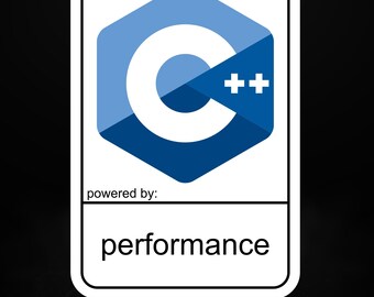 Desarrollado con C++: calcomanía de programación de alto rendimiento para desarrolladores