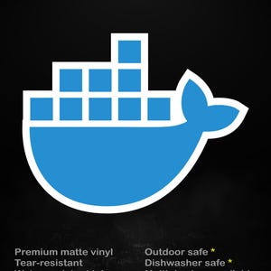 Docker Logo Aufkleber, matte Laptop Aufkleber für Entwickler & DevOps Engineers, 5 Größen