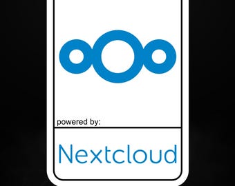 Com tecnologia Nextcloud – Nuvem de código aberto com foco em privacidade. Adesivo de vinil.