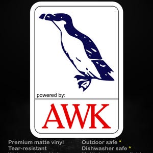 AWK Bird Sticker (Powered By), Unix Command Line Tool Decal, DevOps Programmer Gift