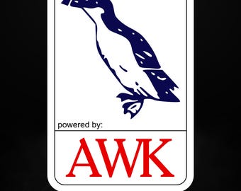 Adesivo AWK Bird (Powered By), decalcomania per strumenti da riga di comando Unix, regalo per programmatori DevOps