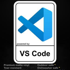 Powered by VS Code Sticker – Matte Vinyl Developer Tool