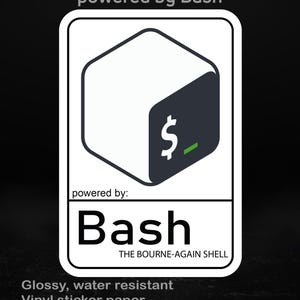 Powered by Bash – Glossy Vinyl Sticker for Developers, Sysadmins & Terminal Lovers, 5 sizes