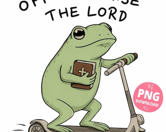 Chrześcijańska Żaba PNG, W drodze na chwałę Pana PNG, Zabawny chrześcijański clipart żaby, Uroczy kościół PNG, Biblijna Żaba do pobrania w wersji cyfrowej, Sublimacja Desi