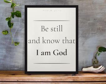 Psalm 46:10 Christian Wall Art pack - Light | Prayer Room Scripture Prints | Be Still and Know Wall Decor | Instant Digital Download