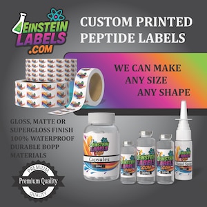 Peptide Label Stickers Custom Printed Waterproof Product Gloss or Matte