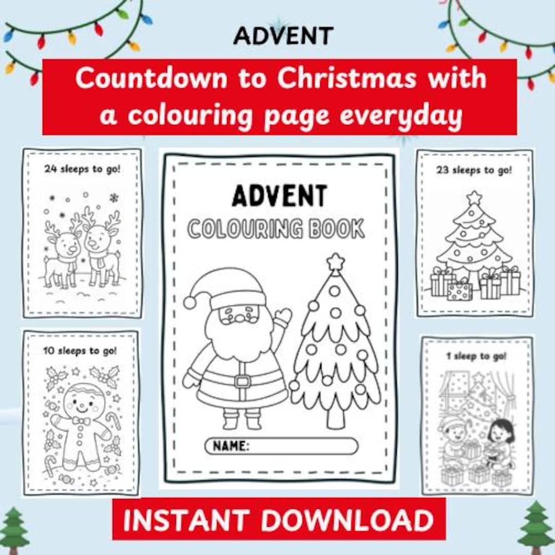 Printable Advent Colouring Book for Kids | 24 Christmas Countdown ...