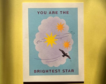 Brightest Star Watercolor Greeting Card – Blank Inside, Ivory Card Stock