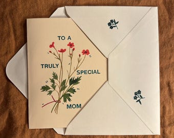 Special Mom Red Flower Mother's Day Card – Blank Inside